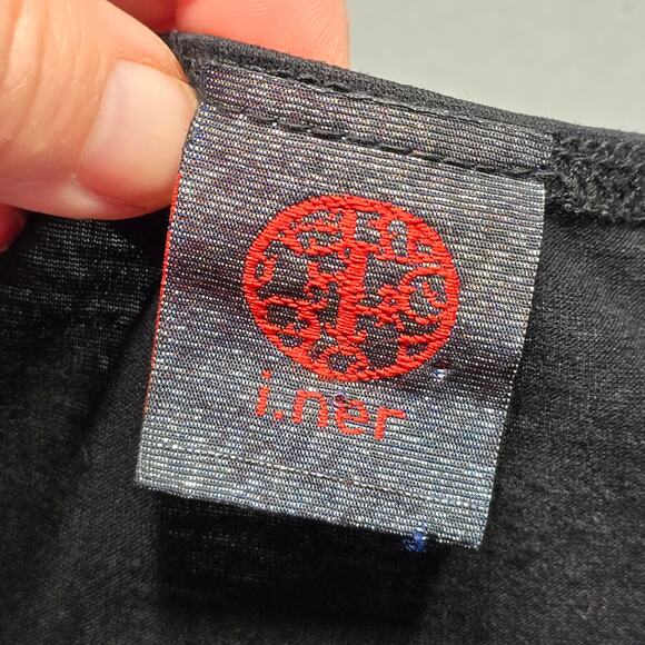 i.ner Black Tank Stretch Y2k Studded Pleated Square Neck Wide Strap Women Size S - Picture 3 of 7